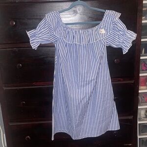 #50 - Blue and White Striped Women's Top
